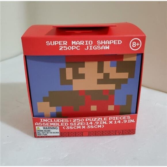 Nintendo Super Mario Bros 250 Piece Jigsaw Puzzle Question  Nintendo Super Mario Bros Puzzle Tin with 250-Piece Jigsaw Puzzle, Retro Mario